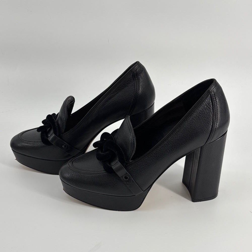 Vince Camuto Gathie size 8 Black Leather heeled loafers - Picture 4 of 12